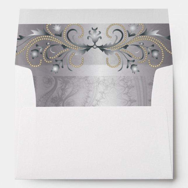 Ornate Two Tone Gray Jeweled Envelope (Back (Bottom))
