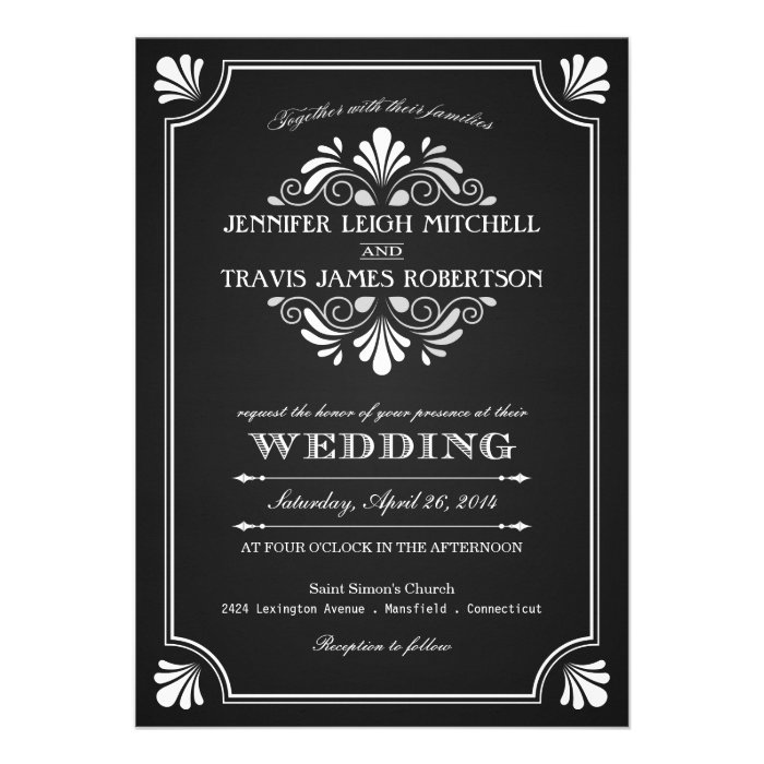 Art Deco Ornate Chalkboard Wedding Invitations