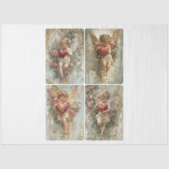 Ornate Valentine Cupids Tissue Paper (Front)
