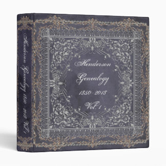 Ornate Victorian Black Gray Family Tree Genealogy 3 Ring Binder