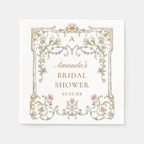 Ornate Victorian Bohemian Flowers Bridal Shower Napkins