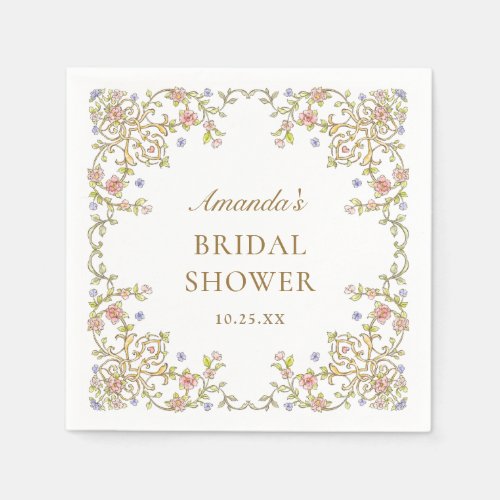 Ornate Victorian Bohemian Flowers Bridal Shower Napkins