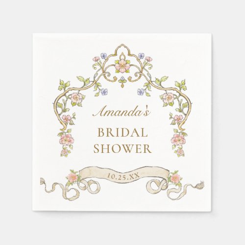 Ornate Victorian Bohemian Flowers Bridal Shower Napkins