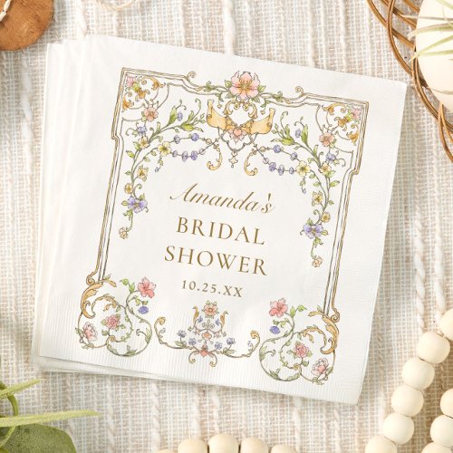 Ornate Victorian Bohemian Flowers Bridal Shower Napkins