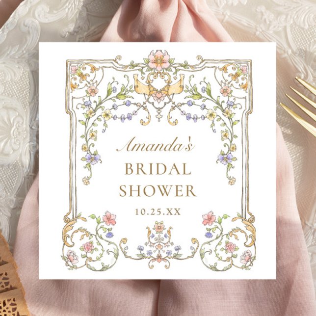 Ornate Victorian Bohemian Flowers Bridal Shower Napkins (Creator Uploaded)