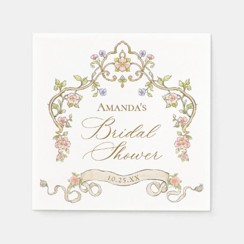 Ornate Victorian Bohemian Flowers Bridal Shower Napkins