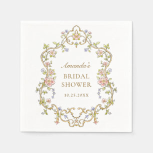 Ornate Victorian Bohemian Flowers Bridal Shower Napkins