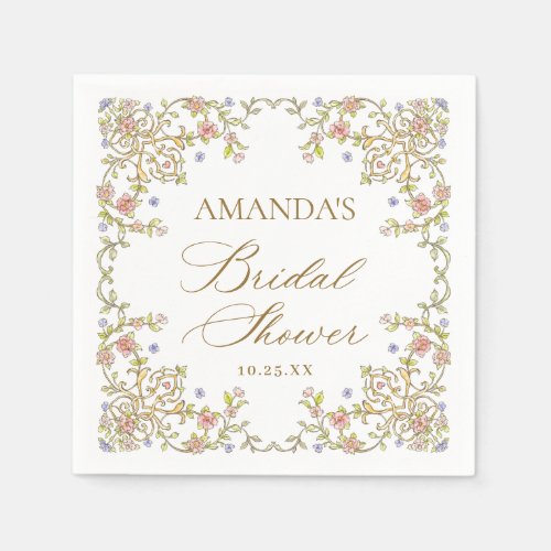 Ornate Victorian Bohemian Flowers Bridal Shower Napkins