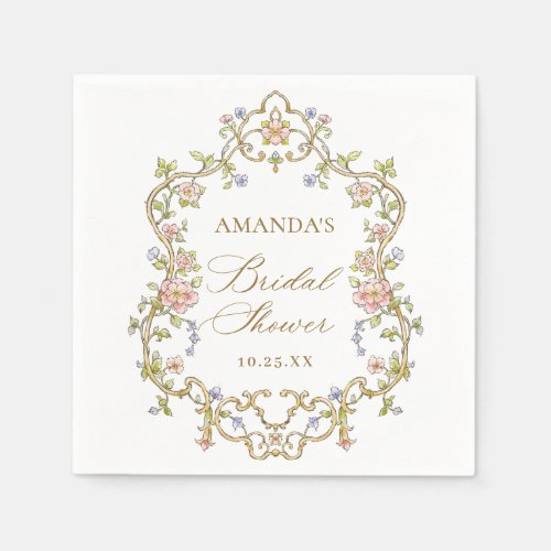 Ornate Victorian Bohemian Flowers Bridal Shower Napkins