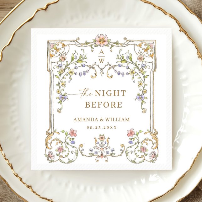 Ornate Victorian Bohemian Flowers Rehearsal Dinner Napkins (Creator Uploaded)