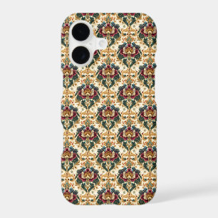 Ornate Victorian Floral Damask in Teal and Burgund iPhone 17 Case