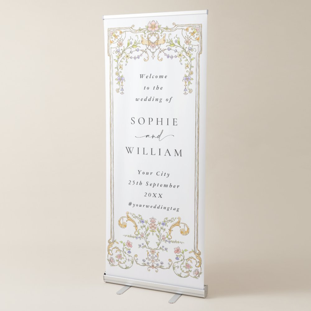 Disover Ornate Victorian Frame Bohemian Wedding Welcome Retractable Banner