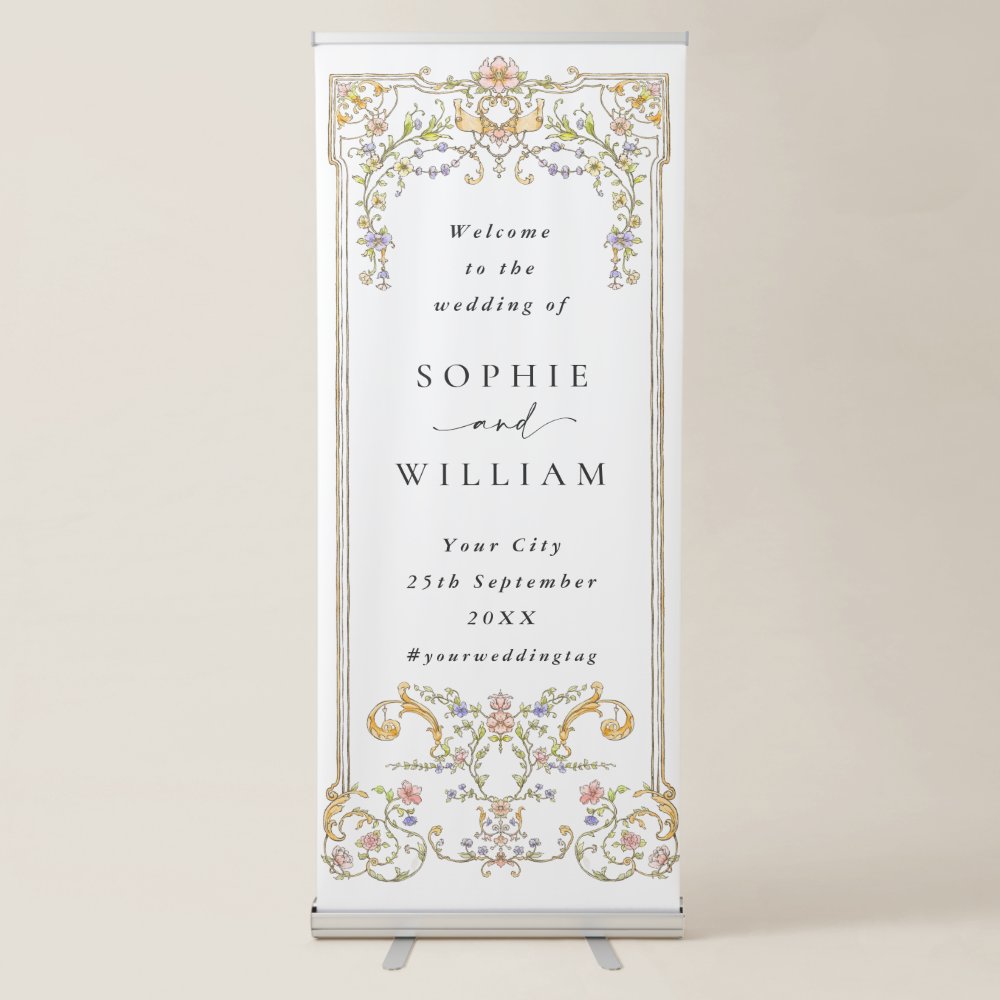 Disover Ornate Victorian Frame Bohemian Wedding Welcome Retractable Banner