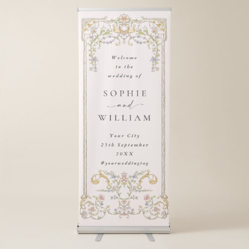 Ornate Victorian Frame Bohemian Wedding Welcome Retractable Banner