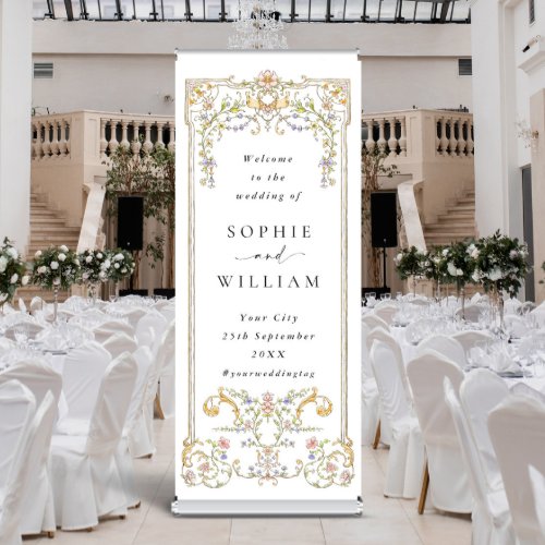 Ornate Victorian Frame Bohemian Wedding Welcome Retractable Banner