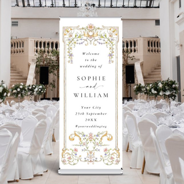 Ornate Victorian Frame Bohemian Wedding Welcome Retractable Banner (Creator Uploaded)