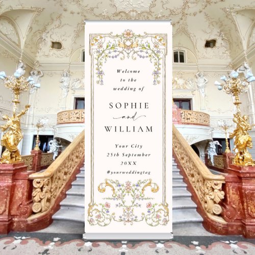 Ornate Victorian Frame Bohemian Wedding Welcome Retractable Banner