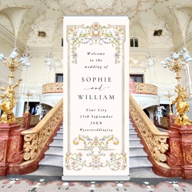 Ornate Victorian Frame Bohemian Wedding Welcome Retractable Banner (Creator Uploaded)