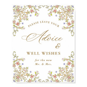 Ornate Victorian Grace Floral Advice & Wishes Sign