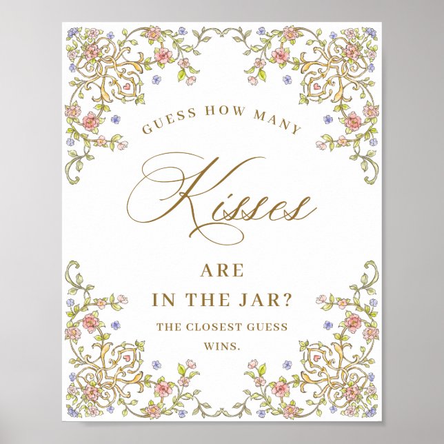 Ornate Victorian Grace Floral Bridal Shower Sign (Front)