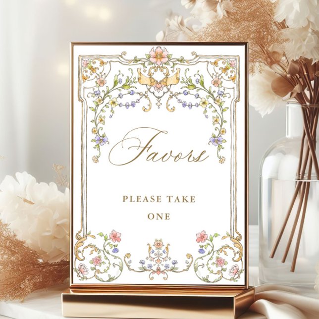 Ornate Victorian Grace Floral Favors Wedding Sign (Creator Uploaded)