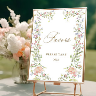Ornate Victorian Grace Floral Favors Wedding Sign