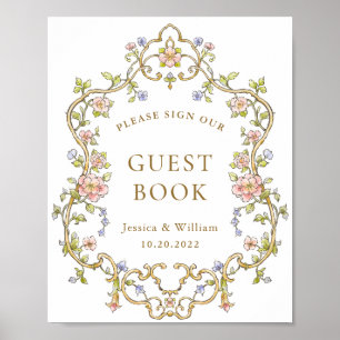 Ornate Victorian Grace Floral Guestbook Sign