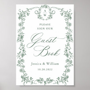 Ornate Victorian Grace Flower Guestbook Sign