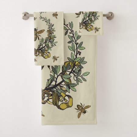 Ornate Victorian Honey Bees Bath Towel Set