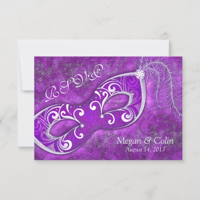 Ornate Victorian Masquerade Ball Wedding RSVP (Front)