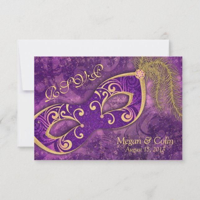 Ornate Victorian Masquerade Ball Wedding RSVP Card (Front)