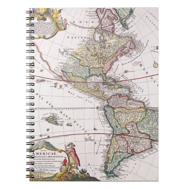 Ornate Vintage Americas Map Notebook (Front)