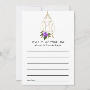 Ornate Vintage Birdcage Lace Floral Bridal Shower Advice Card