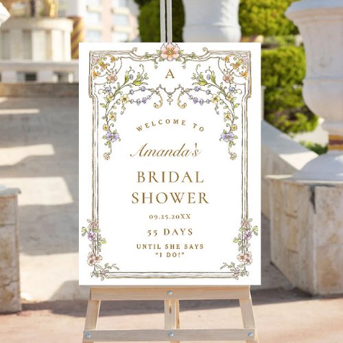 Ornate Vintage Bohemian Bridal Shower Welcome Poster