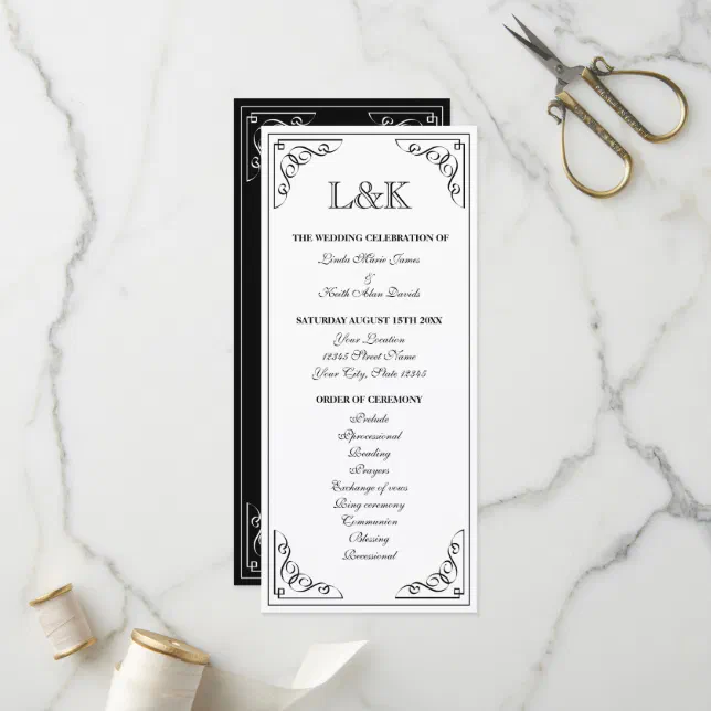 Ornate vintage border wedding ceremony program | Zazzle
