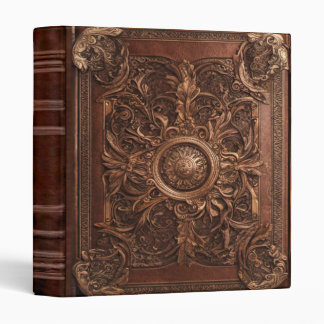 Ornate Vintage Brown Leather Book of Shadows 3 Ring Binder