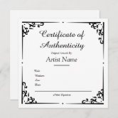 Generic Certificate of Authenticity Cards for Handmade Goods 
