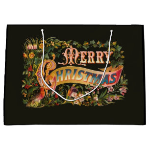 Ornate Vintage Christmas Greeting Large Gift Bag
