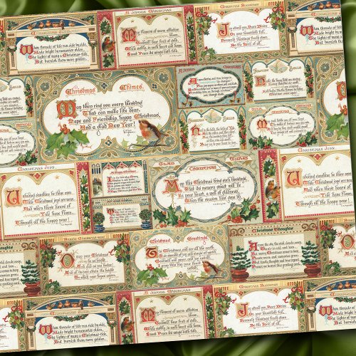 Ornate Vintage Christmas Greetings Collage Tissue Paper