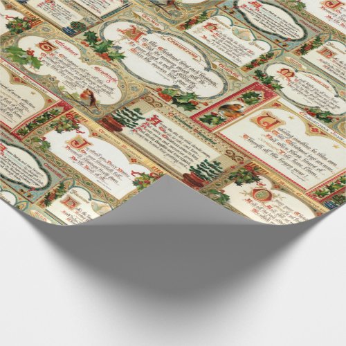 Ornate Vintage Christmas Greetings Collage Wrapping Paper