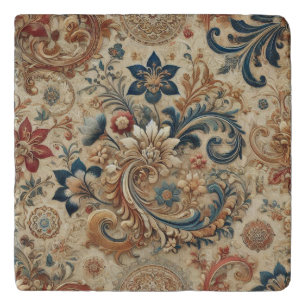 Ornate Vintage Floral Brocade Pattern 2 Trivet