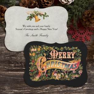 Ornate Vintage Floral Christmas Greeting Holiday Card