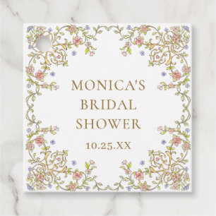 Ornate Vintage Frame Bohemian Flowers Wedding Favor Tags