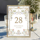 Ornate Vintage Frame Bohemian Flowers Wedding Table Number<br><div class="desc">For further customization,  please click the "Personalize this template",  then "Edit using Design Tool". Stylish editable easy to use wedding templates,  more items available in the store (invitations,  rsvp,  thank you cards,  stationery & decor). If you need help or matching items,  please contact me.</div>