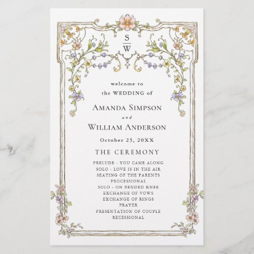 Ornate Vintage Frame Boho Wedding Ceremony Program