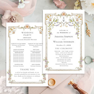 Ornate Vintage Frame Boho Wedding Ceremony Program