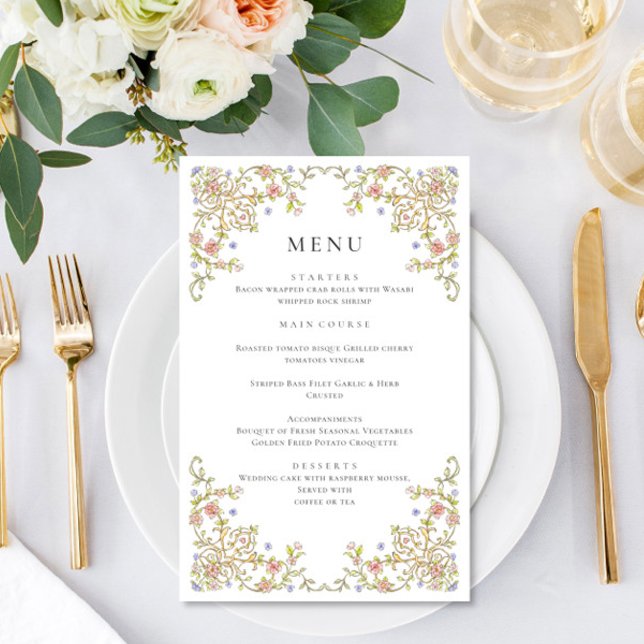 Ornate Vintage Frame Boho Wedding Dinner Menu (Creator Uploaded)