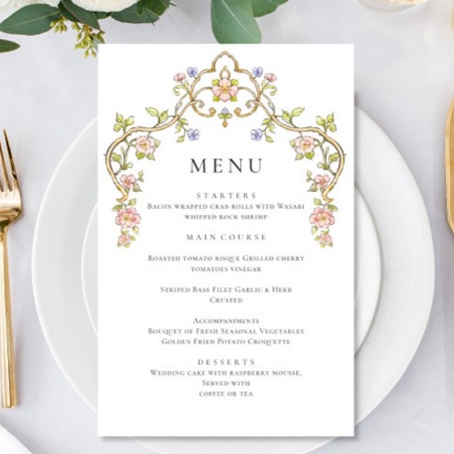 Ornate Vintage Frame Boho Wedding Dinner Menu (Creator Uploaded)