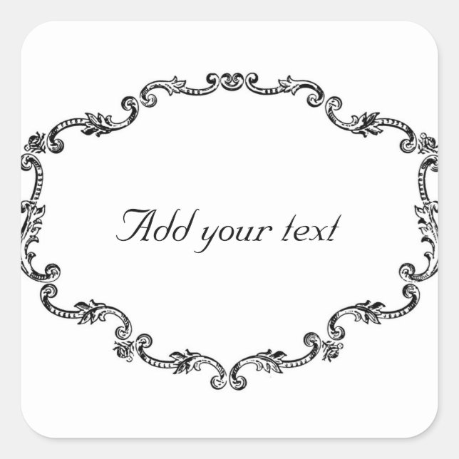 Ornate Vintage Frame Customizable Square Sticker (Front)