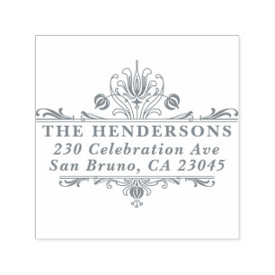 Ornate Vintage Frame Family Name Return Address Self-inking Stamp